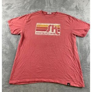 Techstyles Mens Siesta Key 1846 Graphic T-Shirt Faded Red Retro Logo Size M